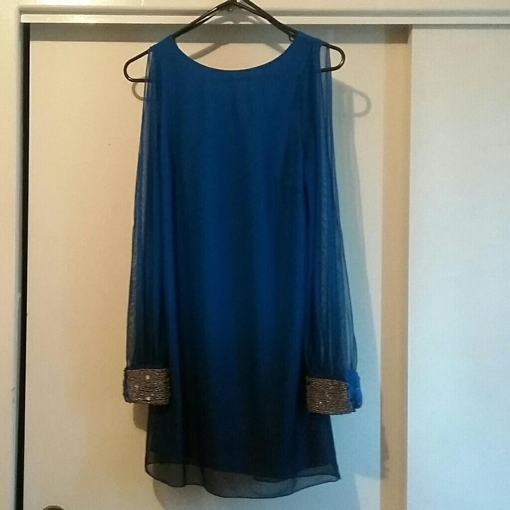 Blue Ombre Mini Dress with Embellished Wrist